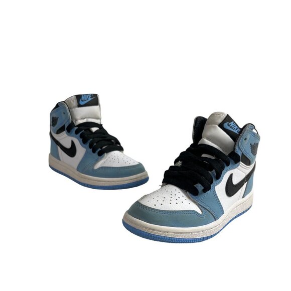 Nike Air Jordan 1 Retro Blue & White Leather High OG UNC Boys Sneakers Size 12C - Picture 2 of 10